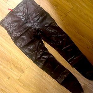 SPANX Burgundy sheen leather leggings Large